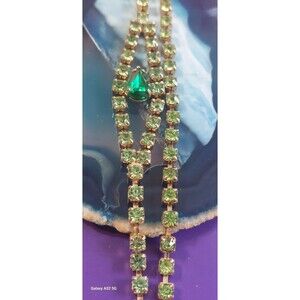2 7" vintage peridot color rhinestone bracelets